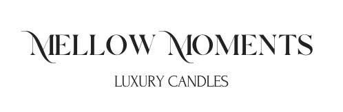 Handmade soy wax candle brand logo for mellow moments candles